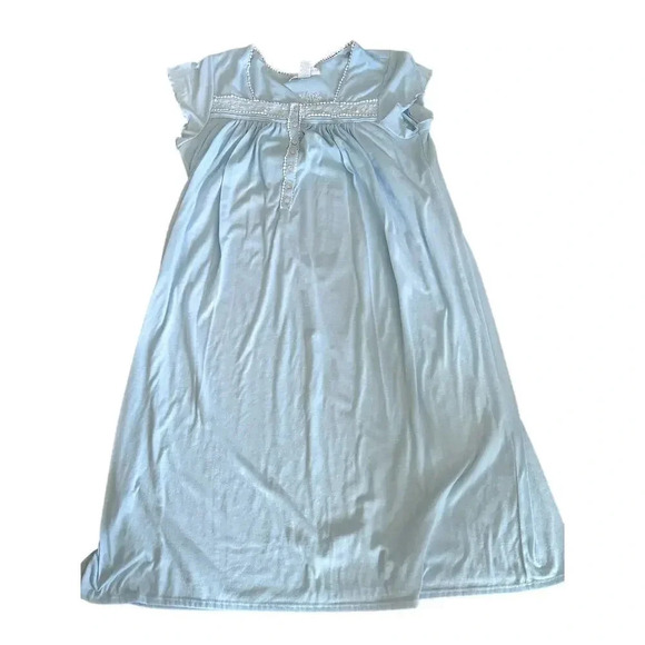 Eileen West Women's BlueCotton Sleeveless Button Front Midi Nigh Gown Size Large - Picture 3 of 3